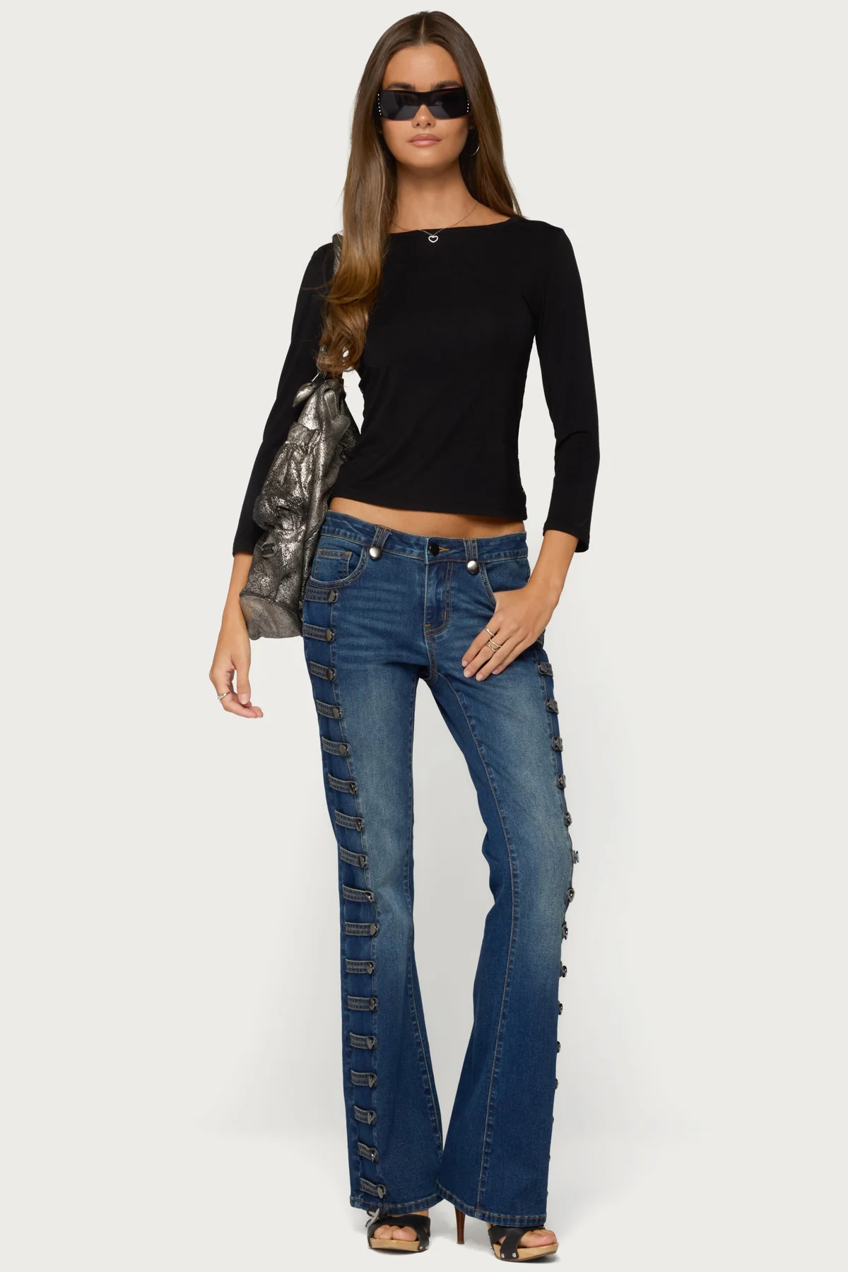 Bailie Lace Back Three-Quarter Sleeve Top