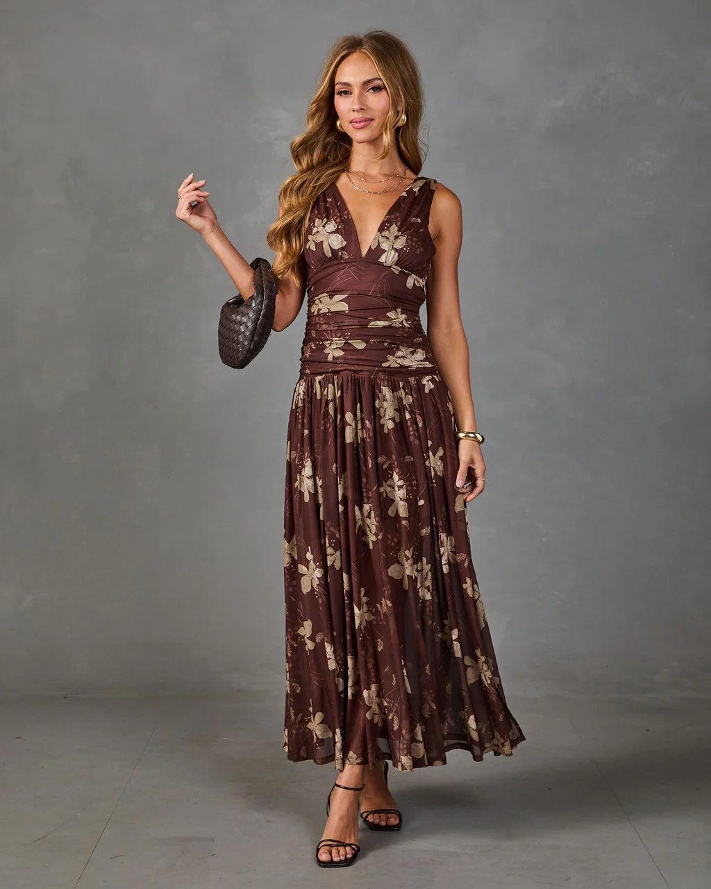 Honeycrisp Bloom Mesh Floral Maxi Dress