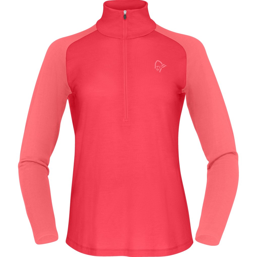 Norrona femund pureUll Zip Neck Shirt Women - Watermelon