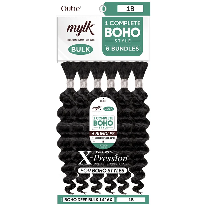 Outre Mylk 100% Remy Human Hair Bulk Braids 6 Bundles - BOHO DEEP BULK 14