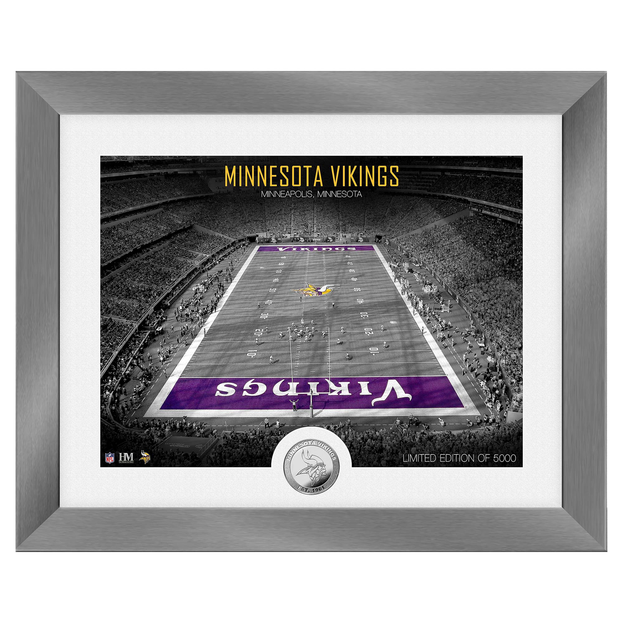 Minnesota Vikings Art Deco Stadium Silver Coin Framed NFL Photo