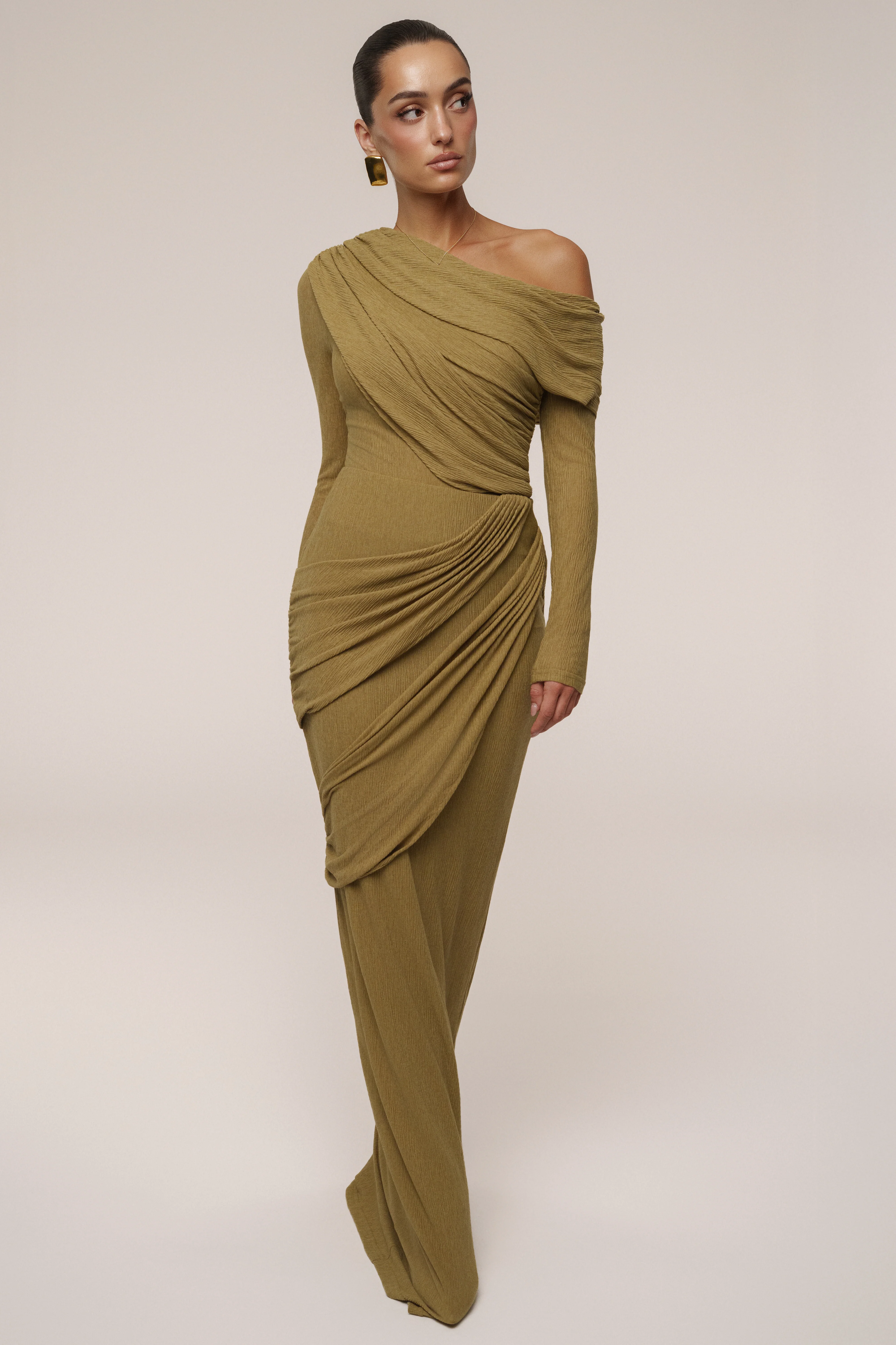 Moss Textured One Shoulder Bodysuit