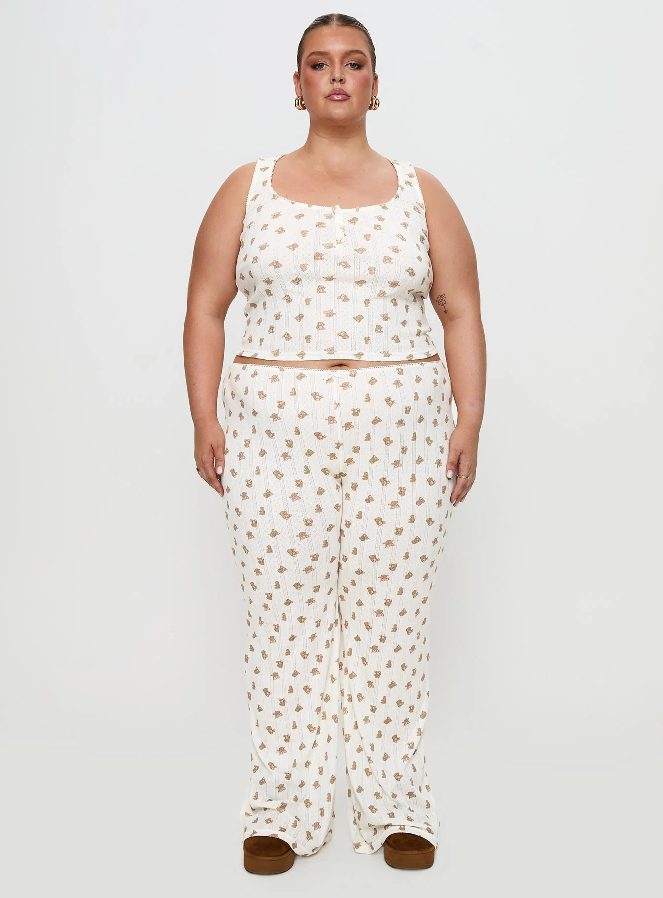 Sleepytea Pointelle Sleep Tank Top Multi Curve