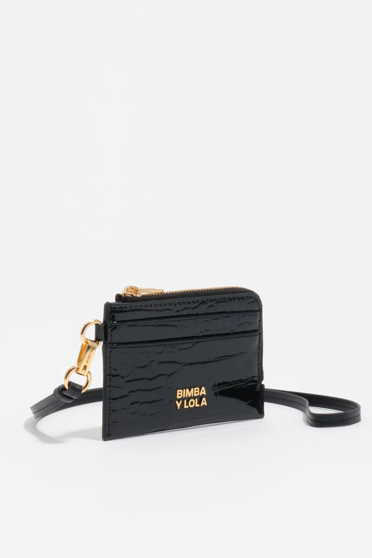 Black embossed crocodile card holder/coin purse