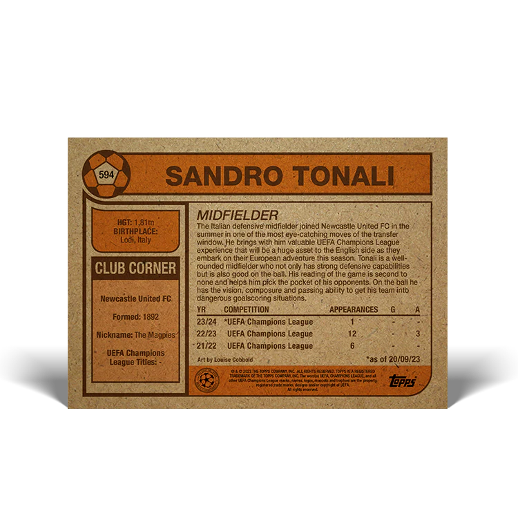 Topps UK - UCC Living Set Card #594 - Sandro Tonali