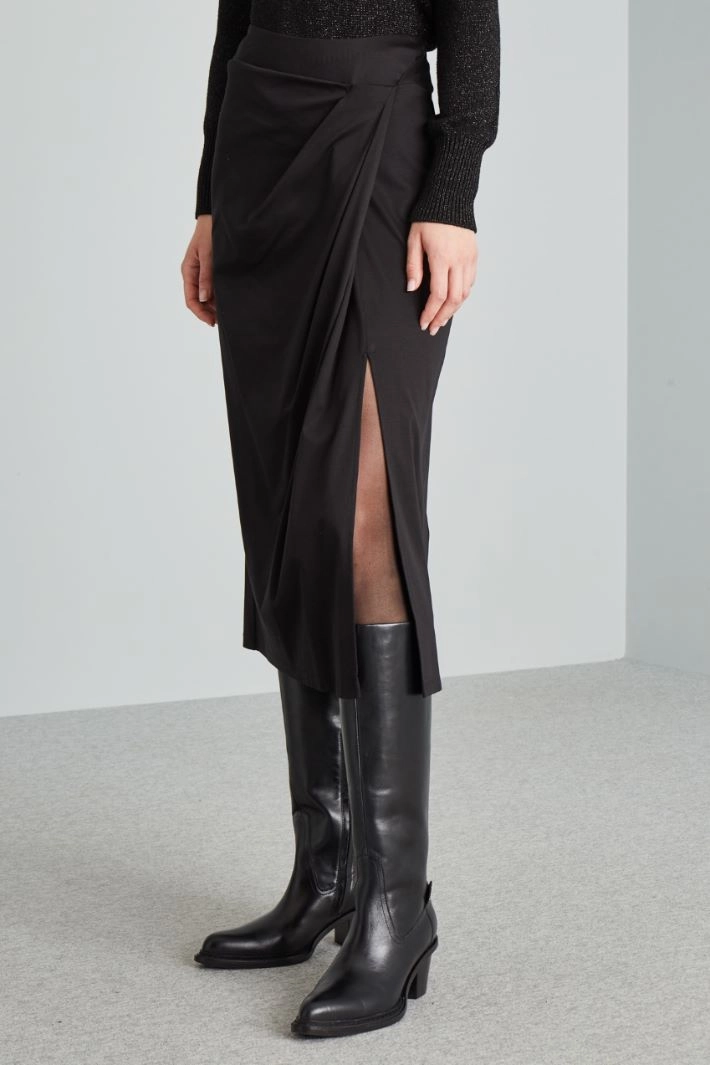 Jersey skirt with knot - BLACK