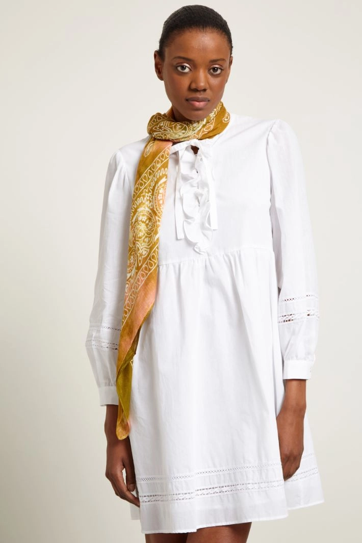 Viscose foulard - OLIVE PINK WHITE