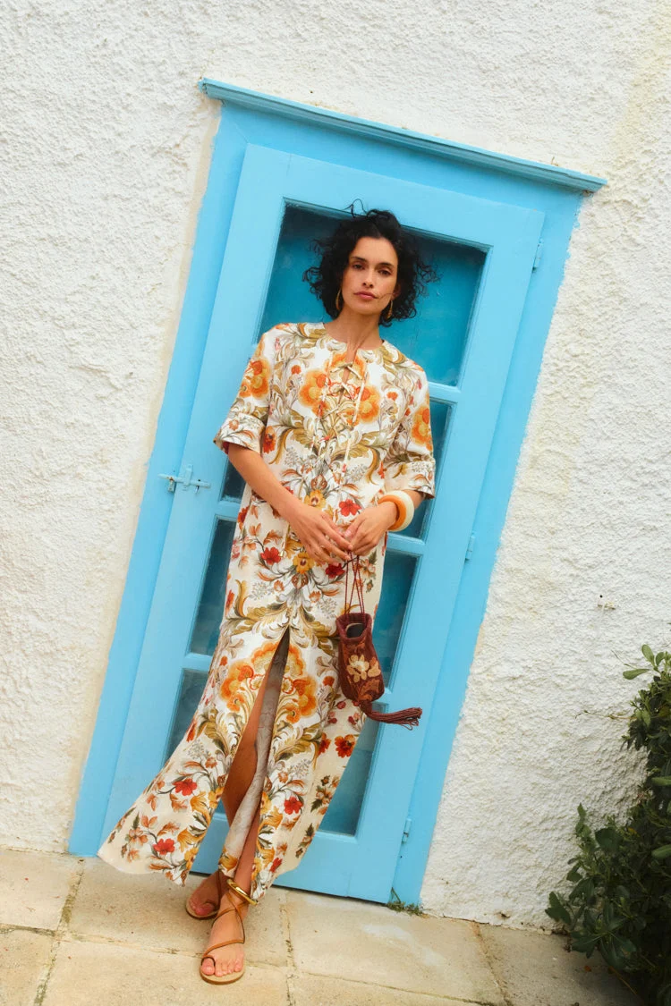 Sun Fire Garden Cream Calista Dress
