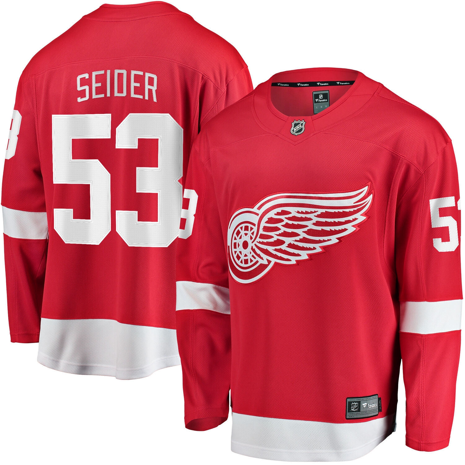 Moritz Seider #53 Detroit Red Wings Breakaway NHL Jersey Red
