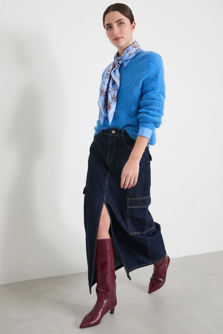 Denim cargo skirt - BLUE