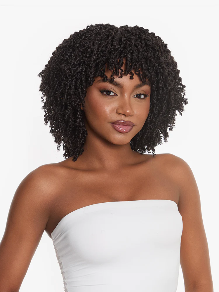 Ophirawig Veralux? Wear and Go Micro Twist Synthetic Wig with Bangs Short Braided Glueless Wig Beginner Friendly