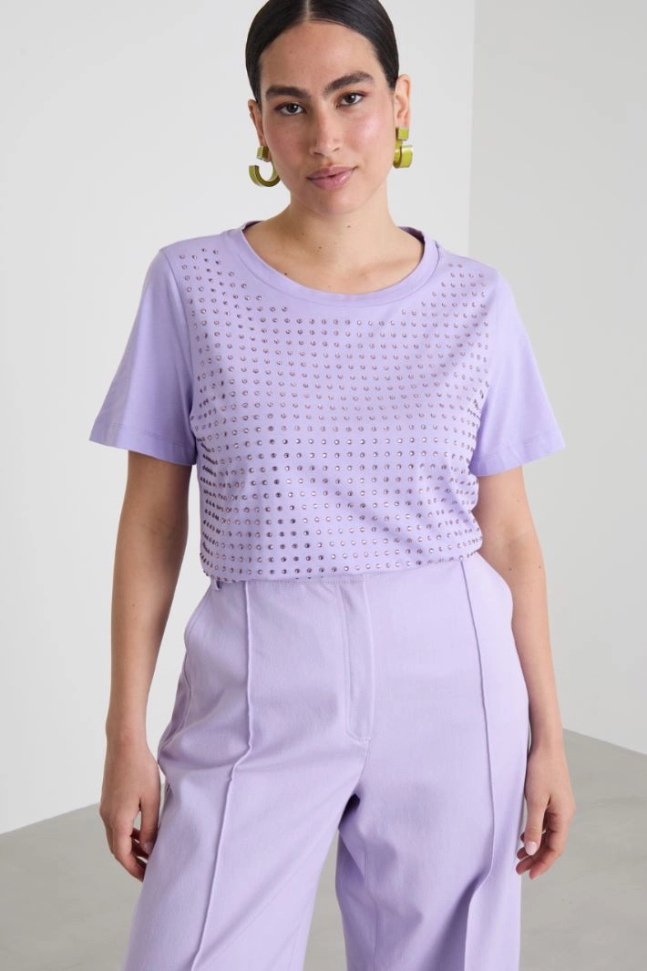 Rhinestone T-shirt - LILAC