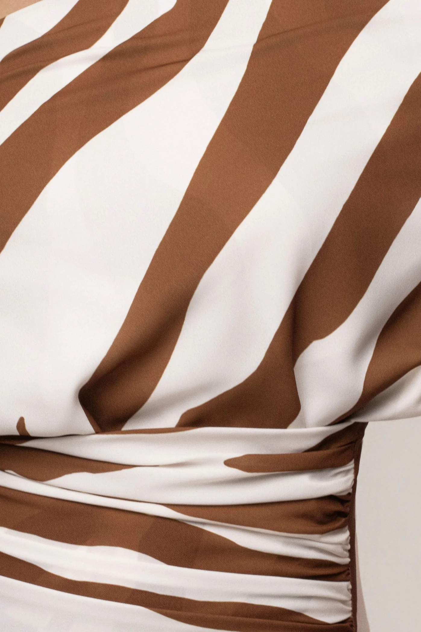 Brown Zebra Impressions Plunge Maxi Dress