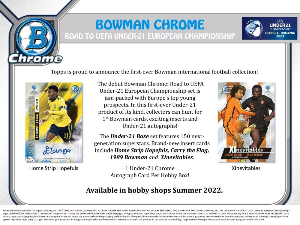 2022 Bowman Chrome Road to 2023 UEFA Under-21 European Championship Football Hobby Box