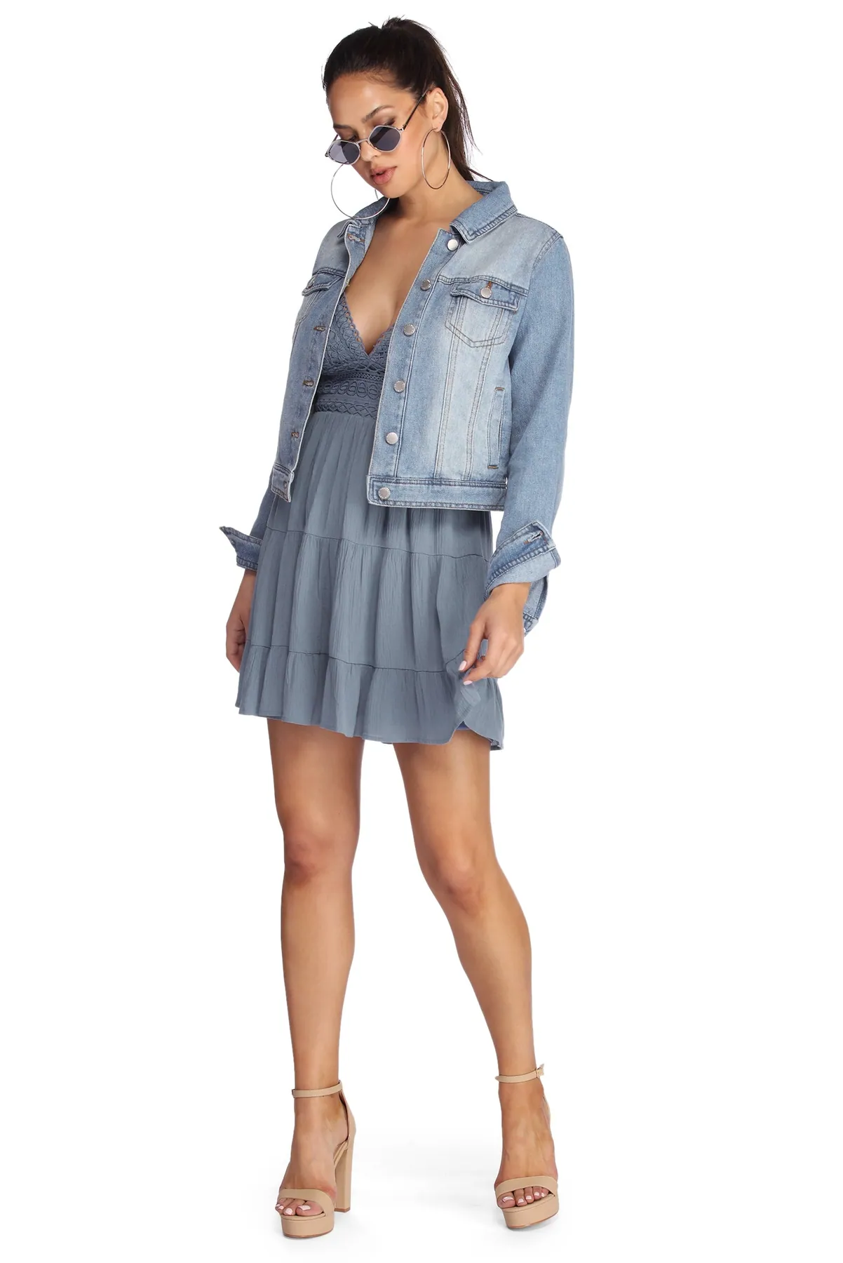 Babe In Crochet Skater Dress