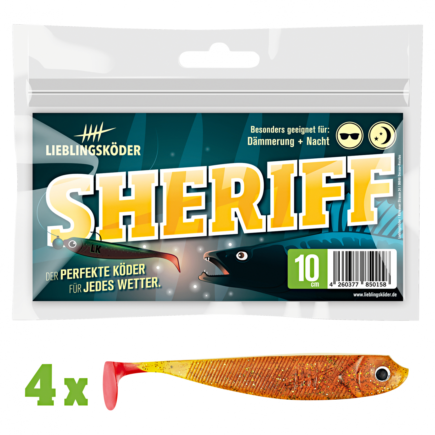 Lieblingsköder Shad Zander Bait (10 cm, Sheriff)