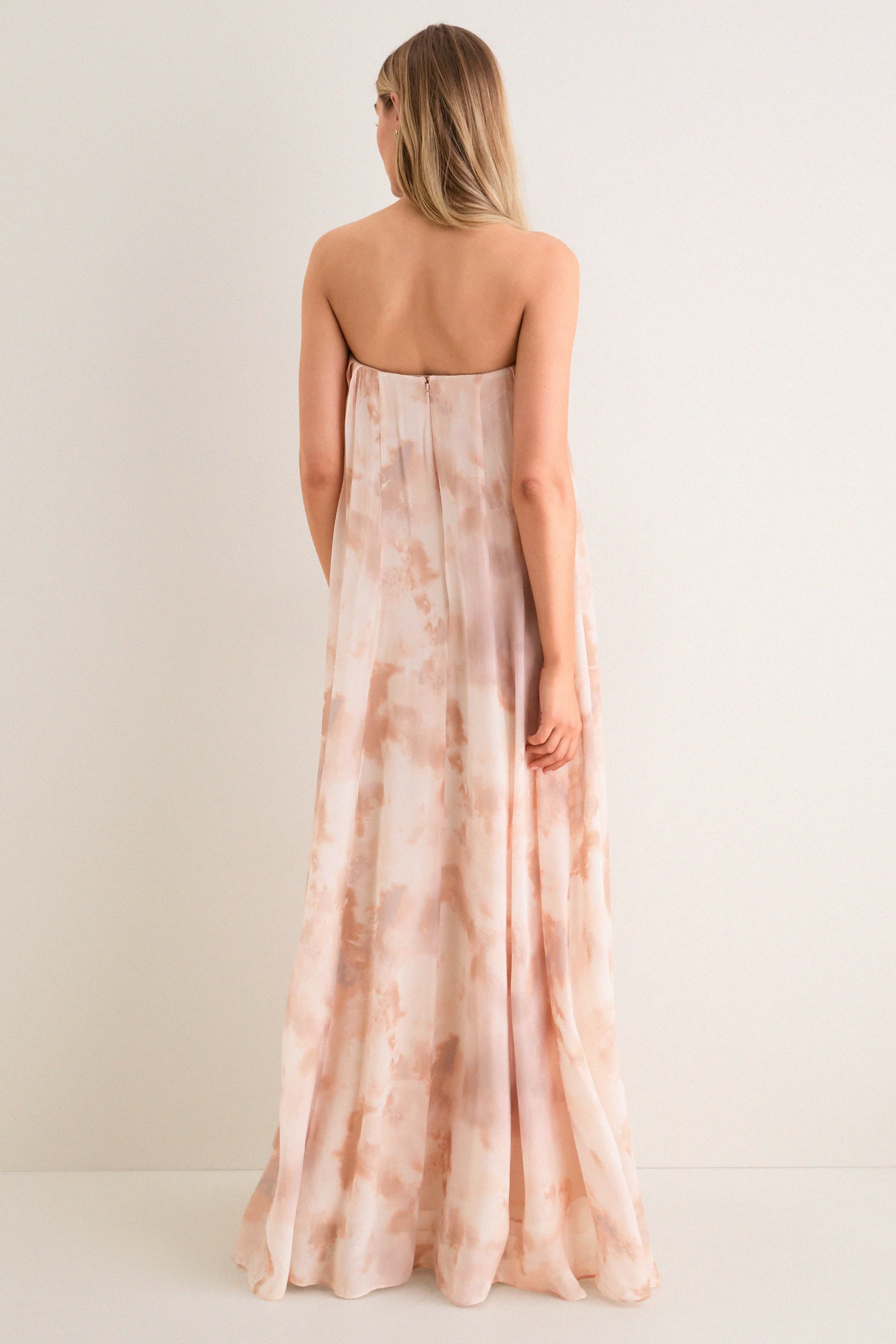 Frappe Multi Tie Die Raine Wire Strapless Gown
