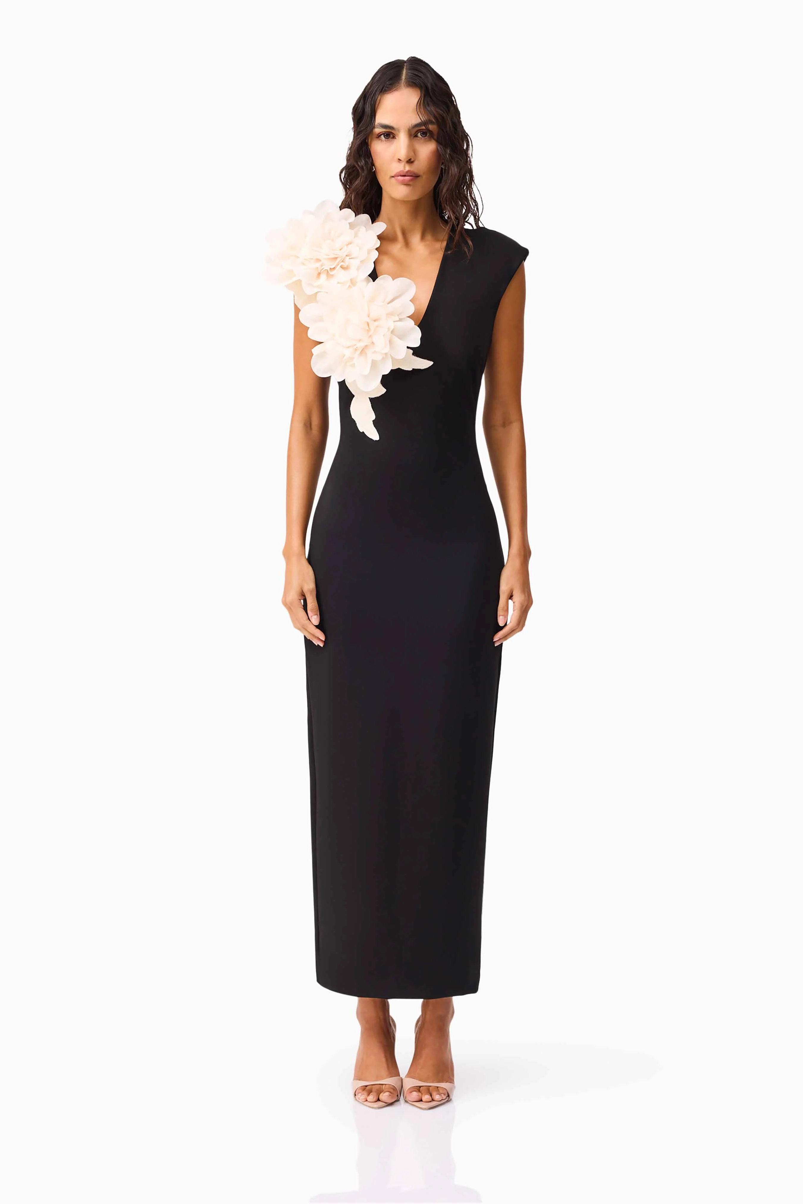 Zahara V-Neck Gown in Black