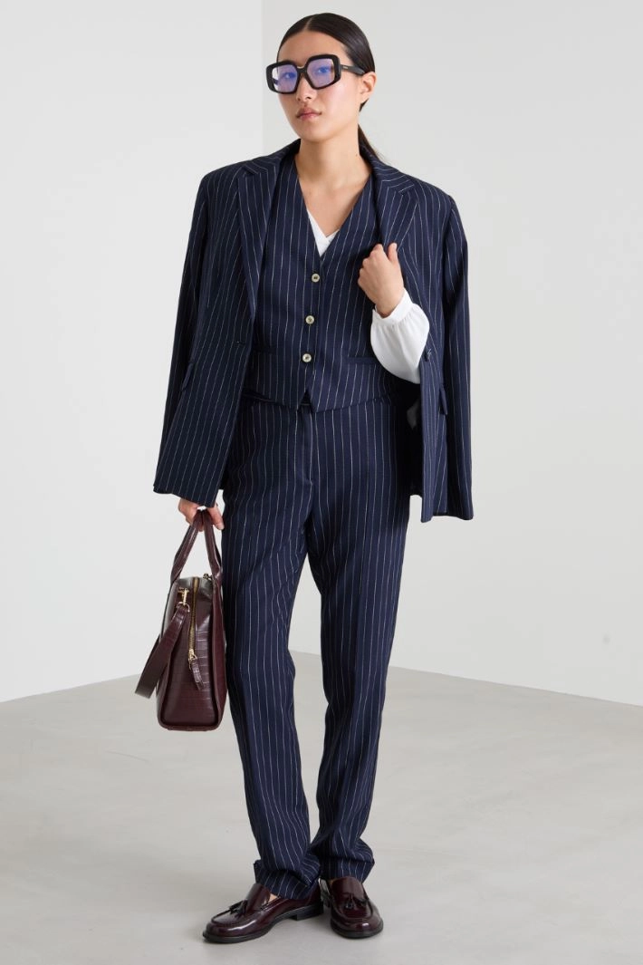 Canvas and twill gilet - BLUE