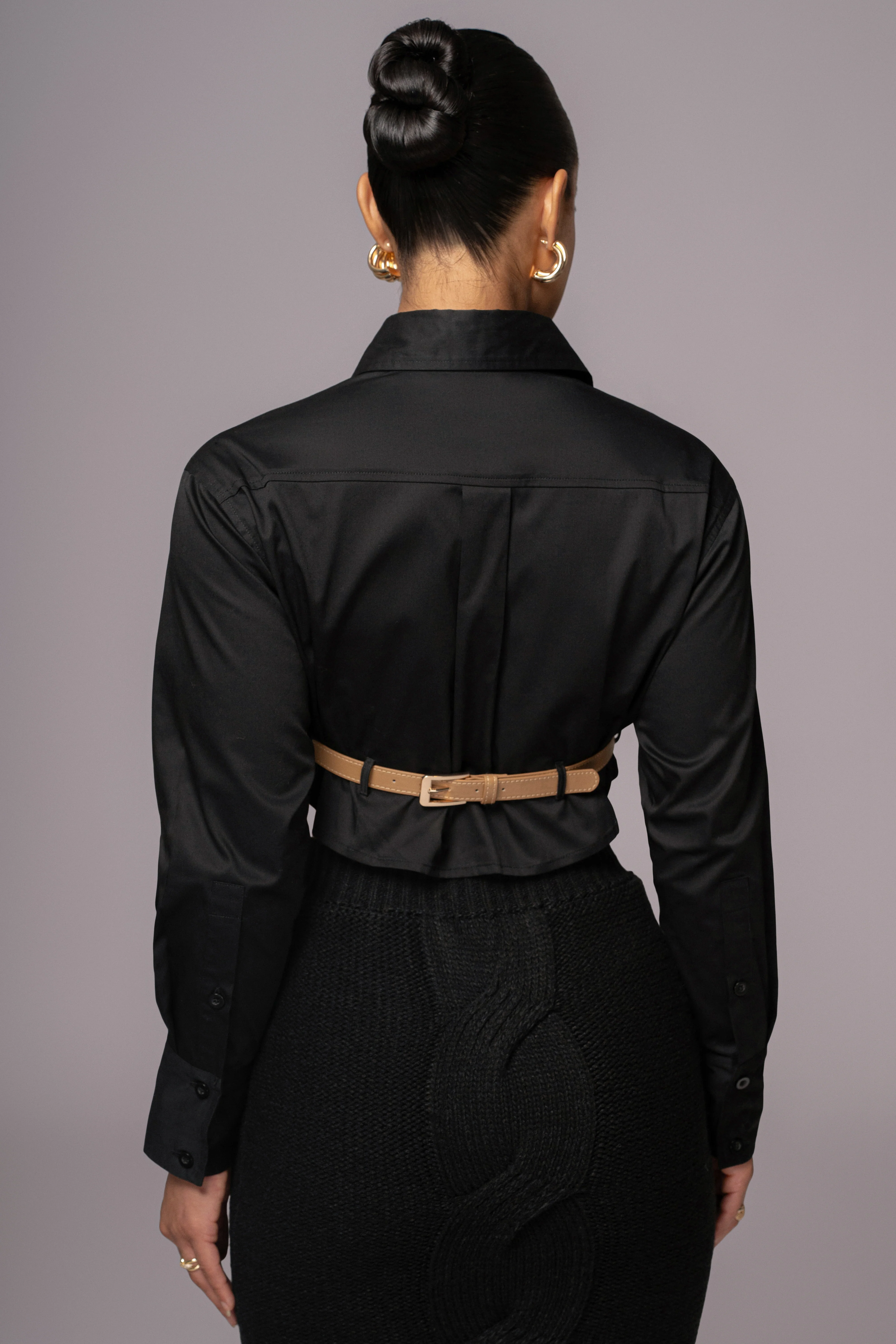 Black Close To You Collared Top