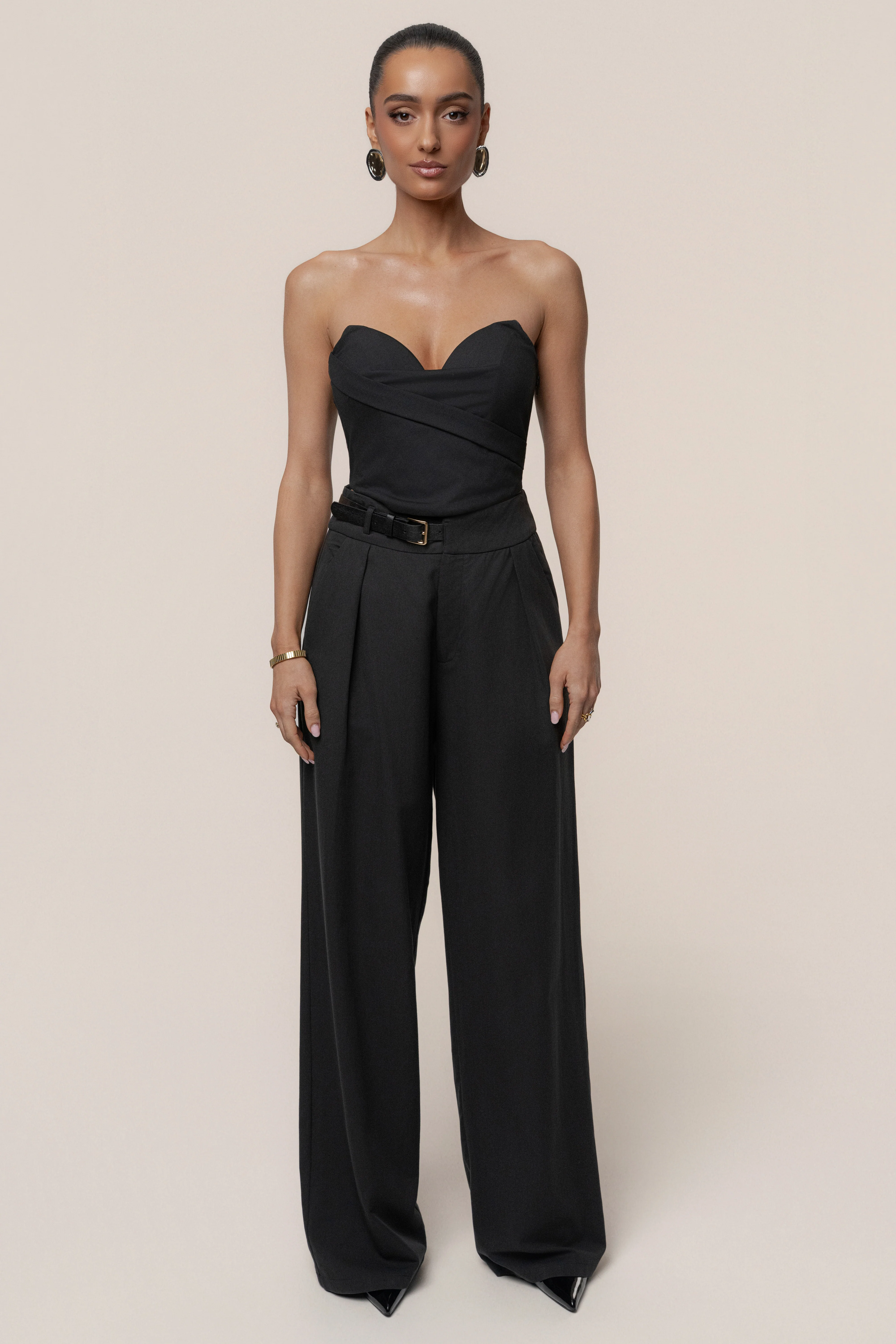 Black Everywhere Belted Trousers