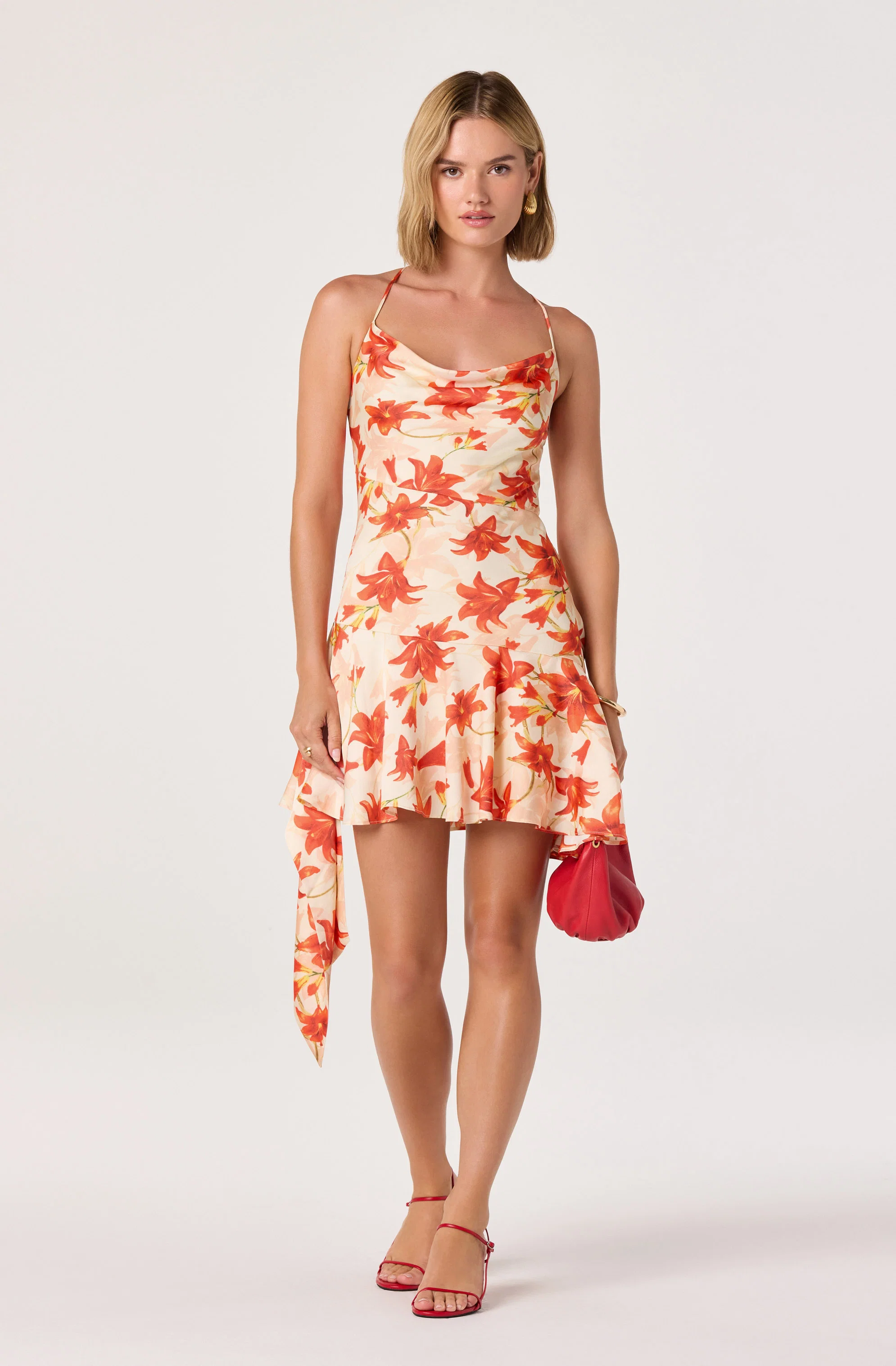 Paloma Cowl Neck Asymmetric Mini Dress