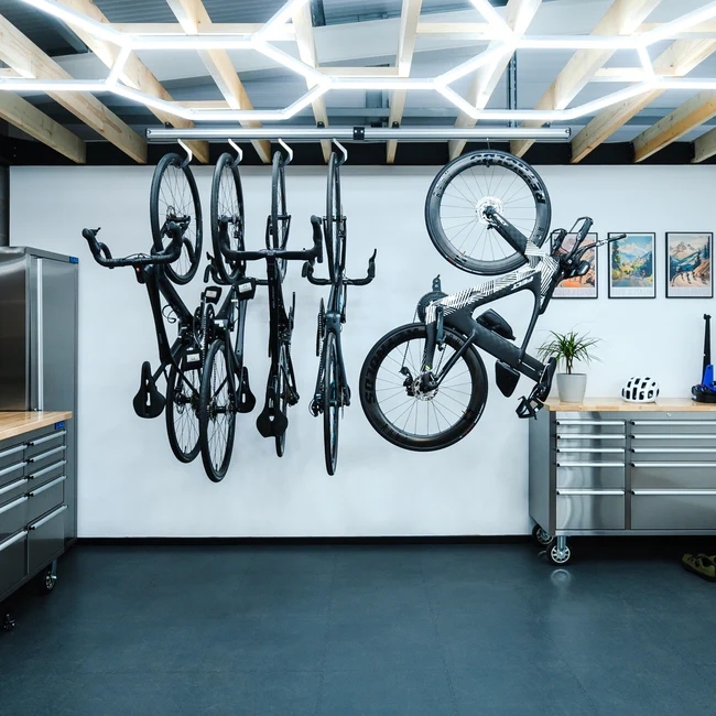 Stashed SpaceRail Storage System Bike Ceiling Mount - 4 Hooks
