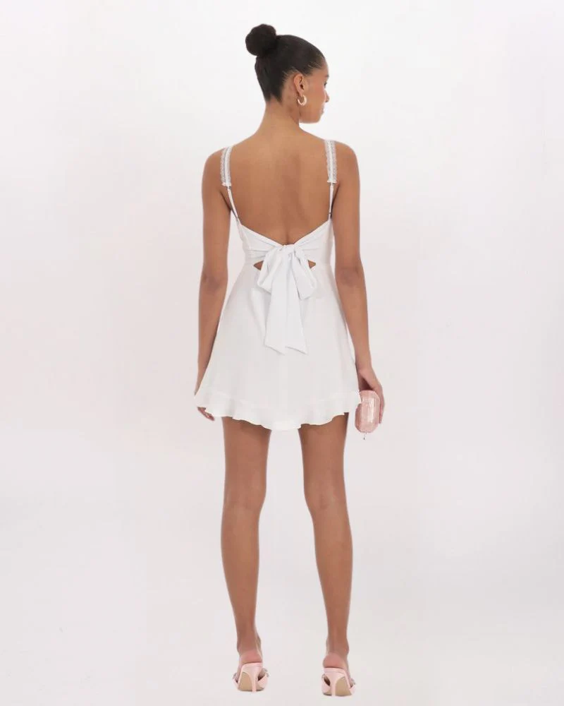 LACE STRAP DRESS WITH BOW DETAIL