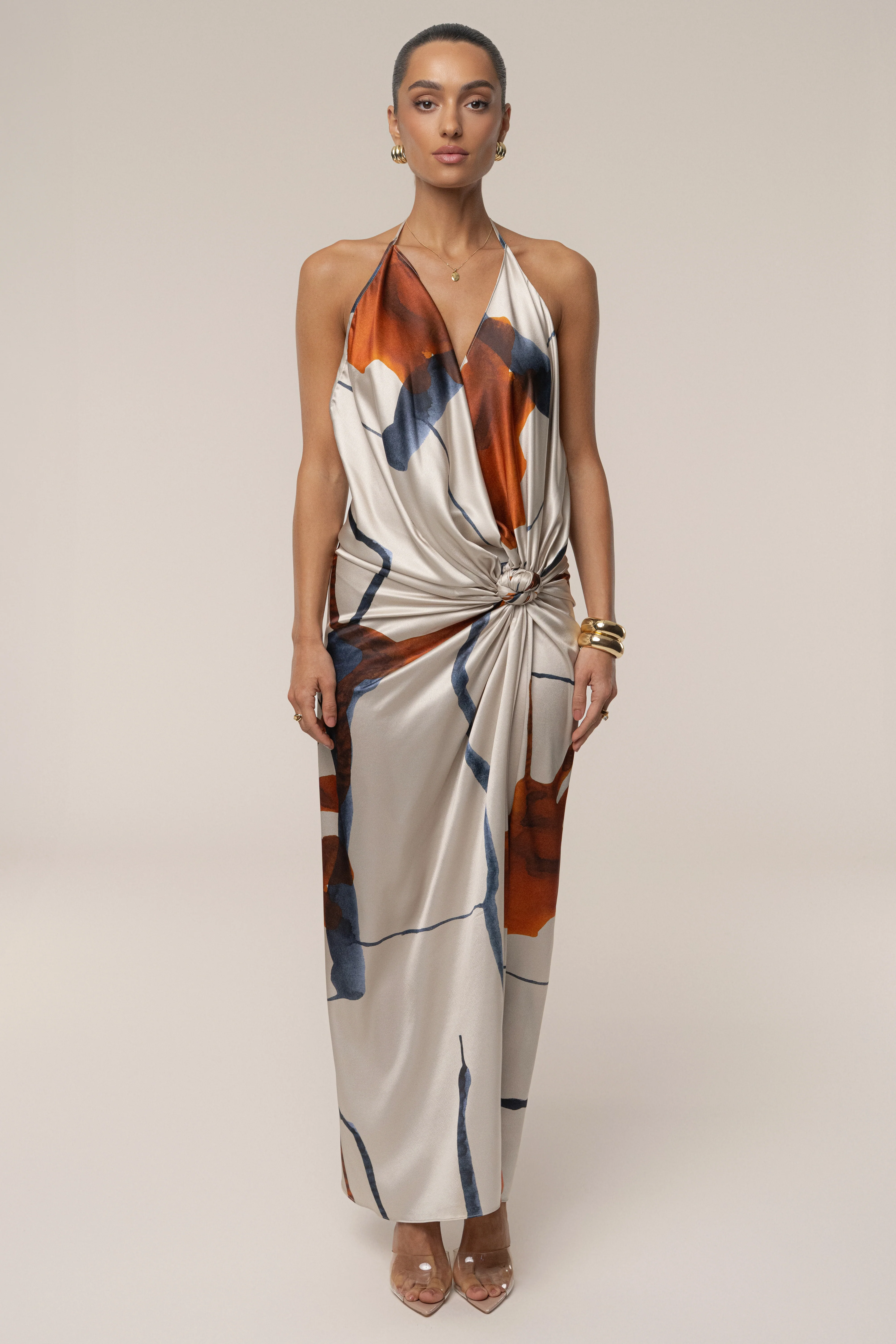 Ivory Malibu Satin Midi Dress