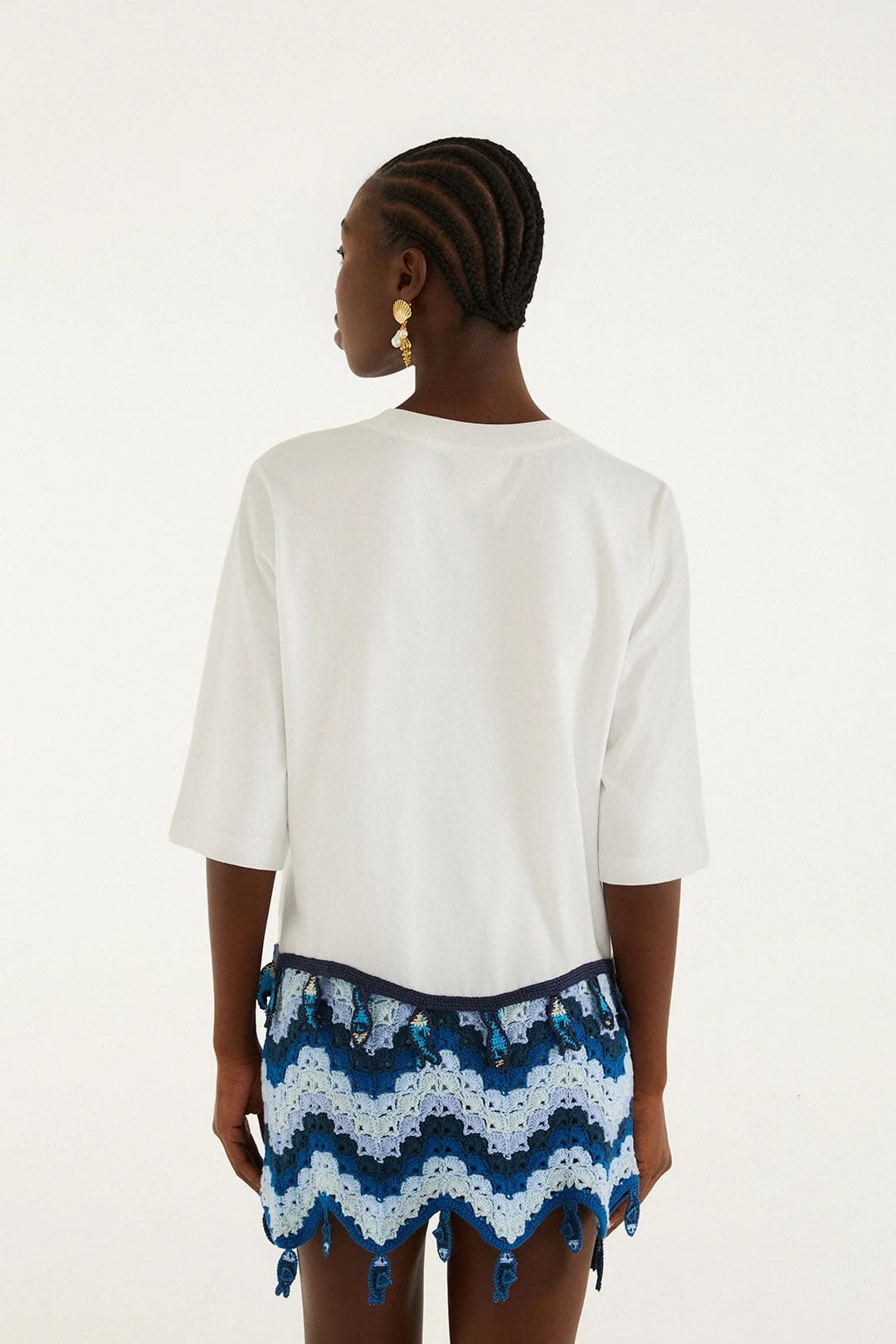 Off-White Summer In The Tropics Crochet Hem T-Shirt