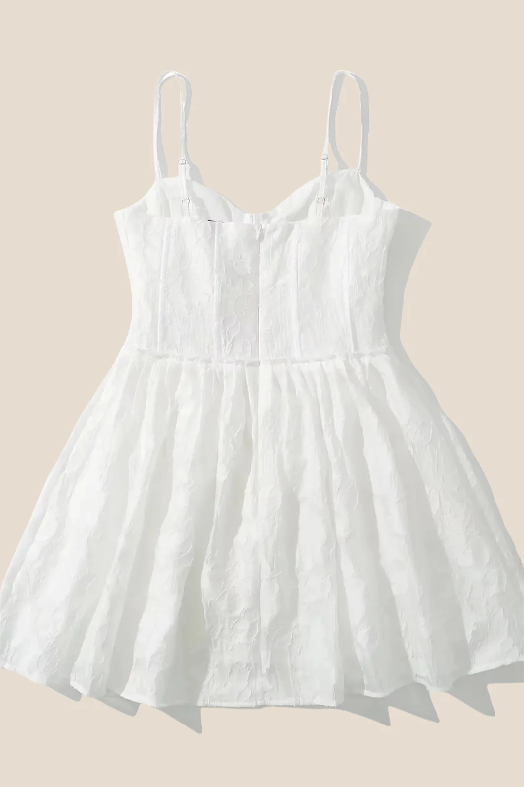 Straps White Jacquard A-line Short Dress