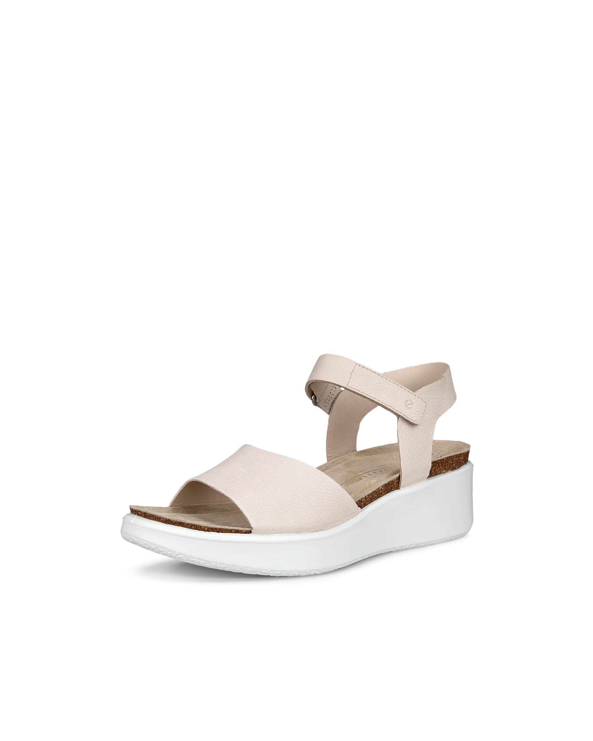 ECCO FLOWT WEDGE CORK Damen Korksandale aus Leder mit Keilabsatz Beige