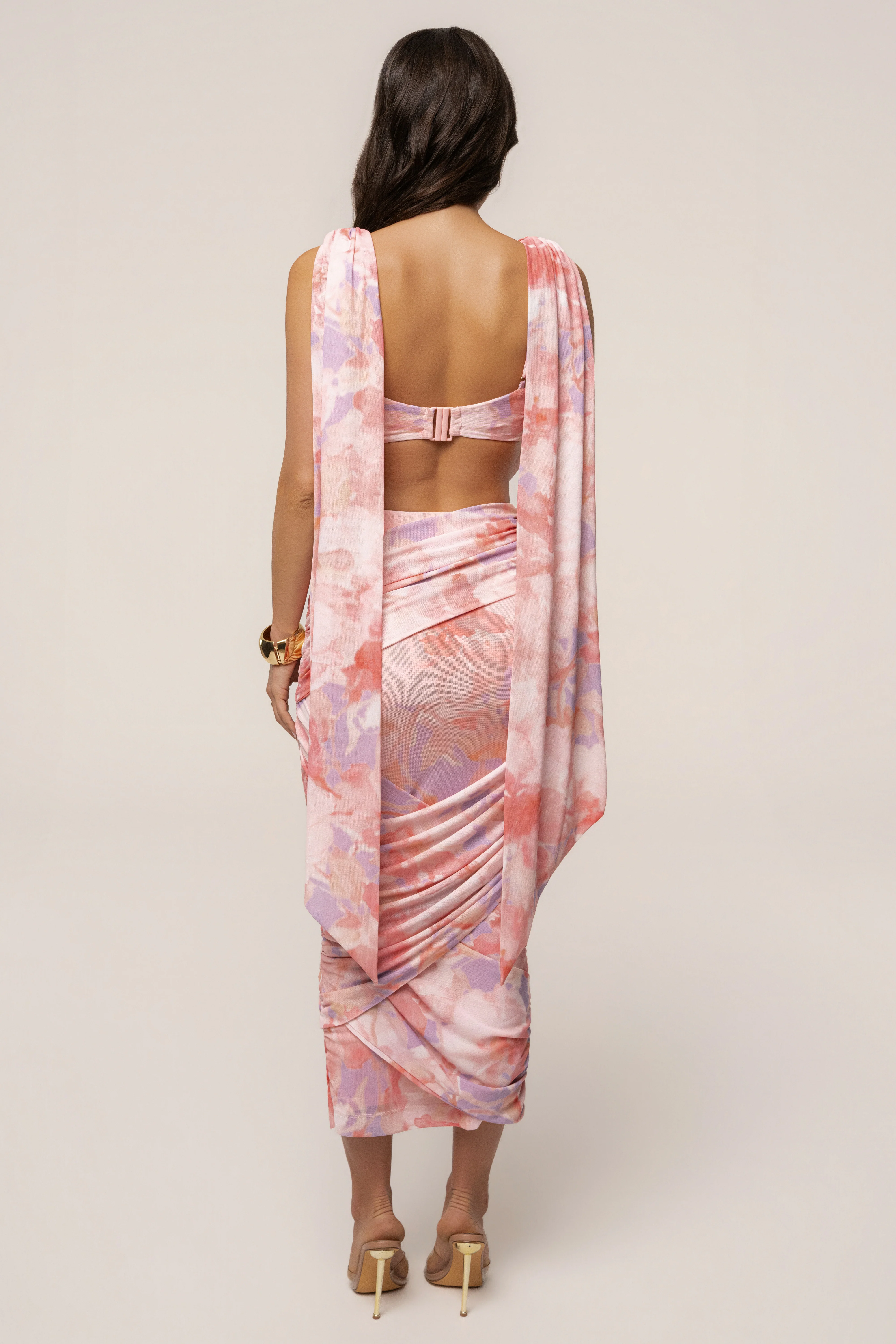Pink Bloom Divine Drape Mesh Skirt Set