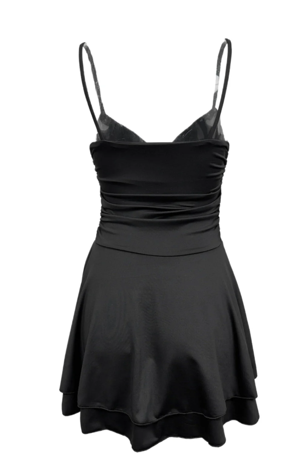 Black Straps A-line Ruched Party Dress