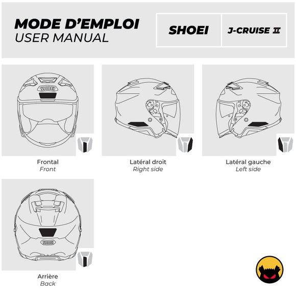 Fear The Yellow Bear REPLICA SHOEI J-CRUISE II Reflective Stickers - WhiteRef: FYB0023