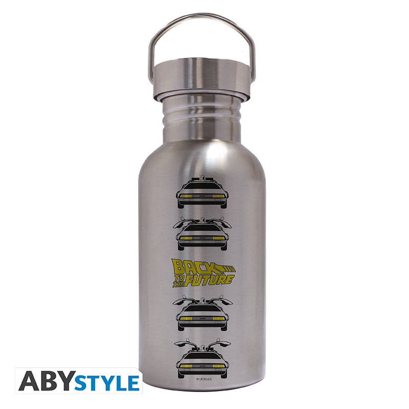 BACK TO THE FUTURE Canteen Steel Bottle Delorean Open Doors