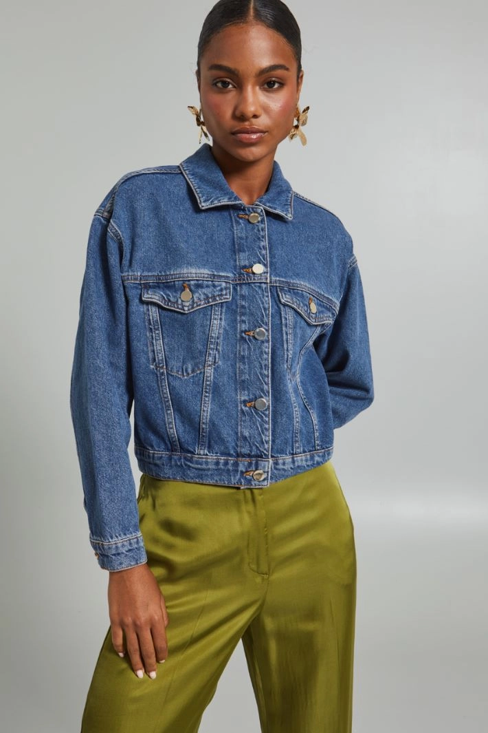 Short denim jacket - BLUE