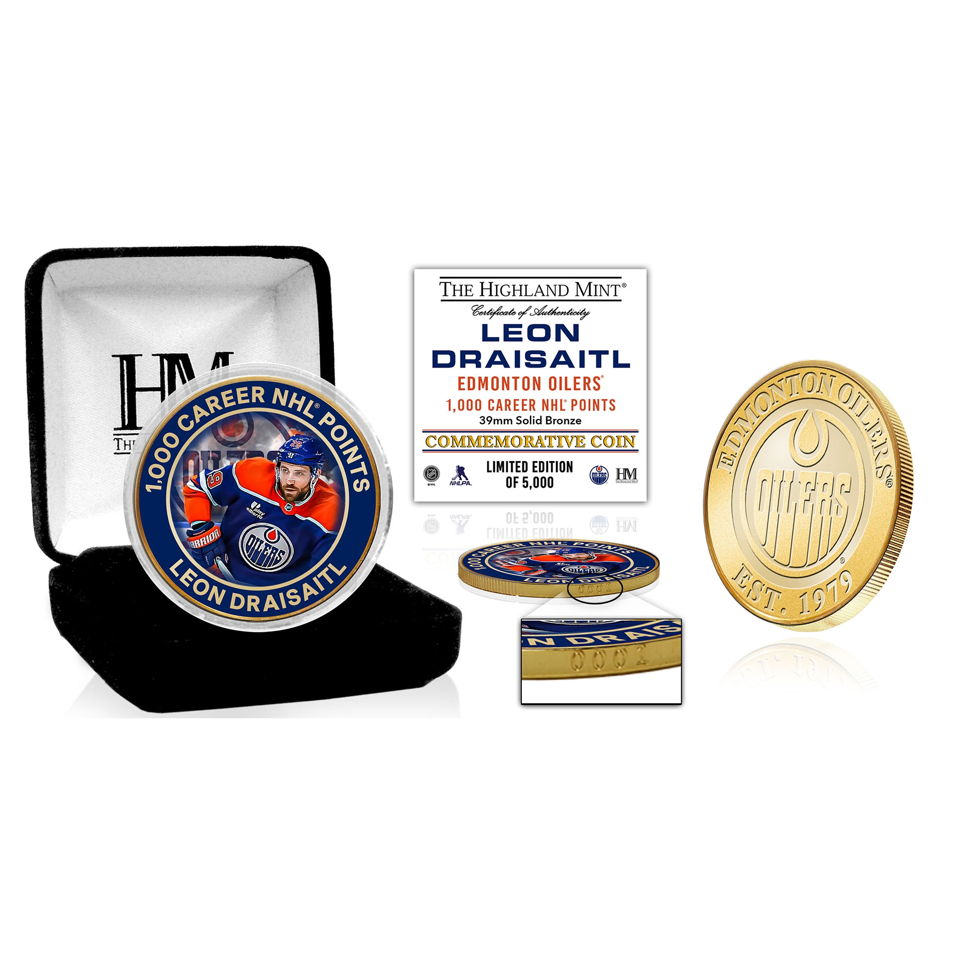 Leon Draisaitl Edmonton Oilers 1000 Points Bronze Commemorative Coin