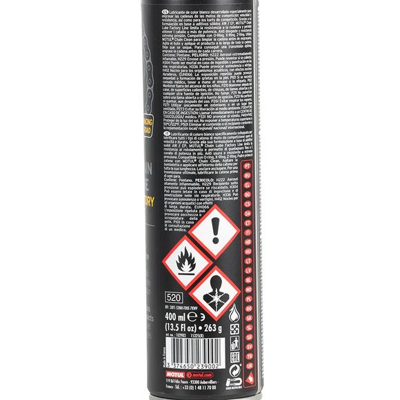 Graisse chaine Motul CHAIN LUB FACTORY LINE 400ML UniverselRef : MOT0075 / 111658