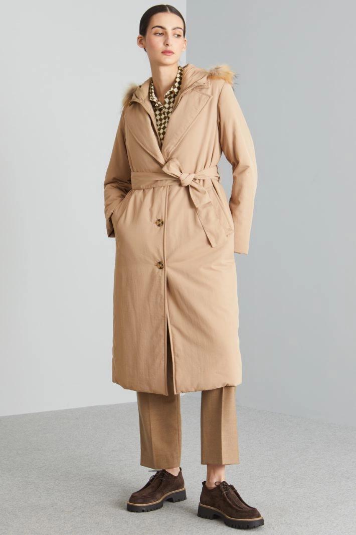 Padded coat with matching gilet - CAMEL