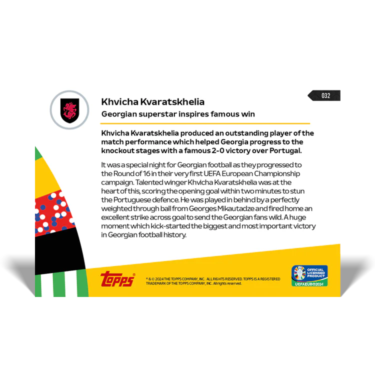 Khvicha Kvaratskhelia - Georgian superstar inspires famous win - EURO 2024 TOPPS NOW® Card 32