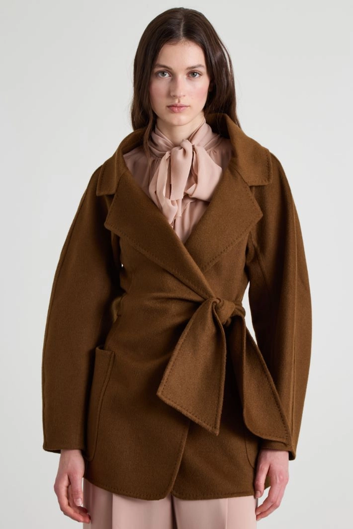Camel wrap-over jacket - TOBACO