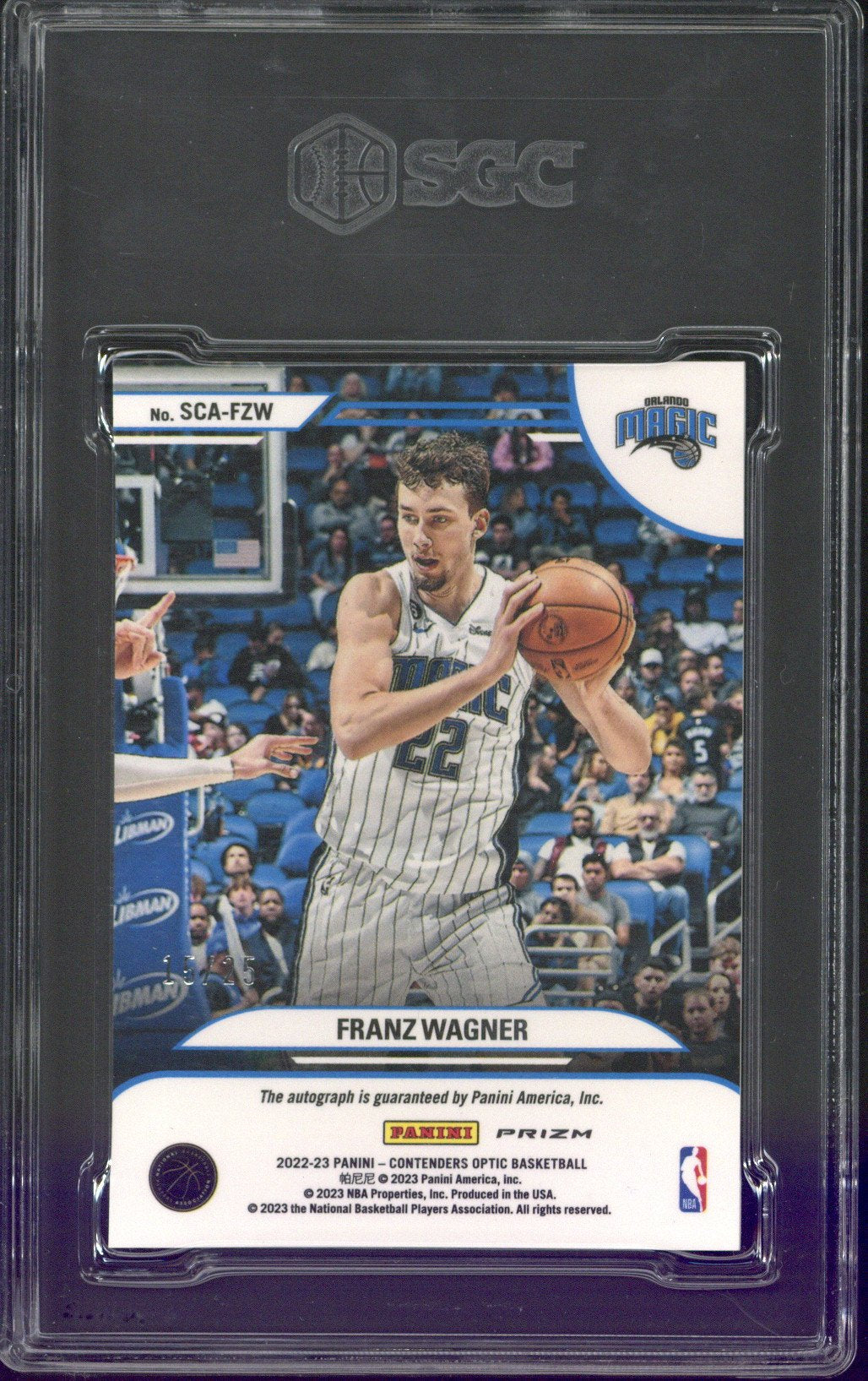 2022-23 Panini Contenders Optic Franz Wagner Autograph /25 SGC 9.5 AUTO 10