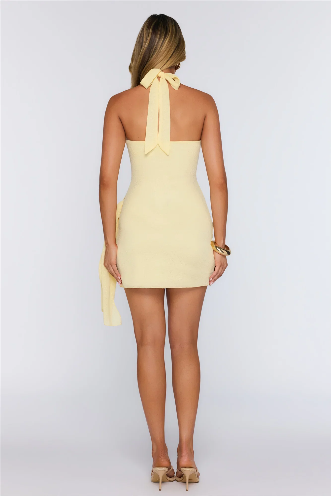 Peachy Keen Halter Mini Dress Yellow