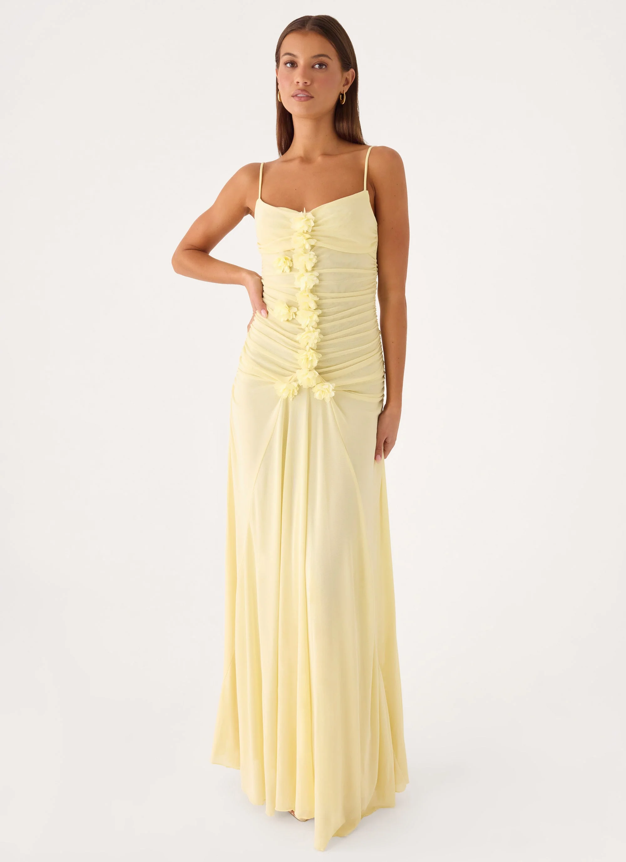 Marcia Flower Maxi Dress - Yellow