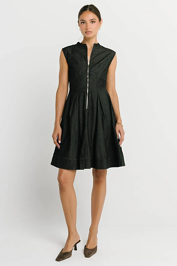 Jacee Denim Dress in Black