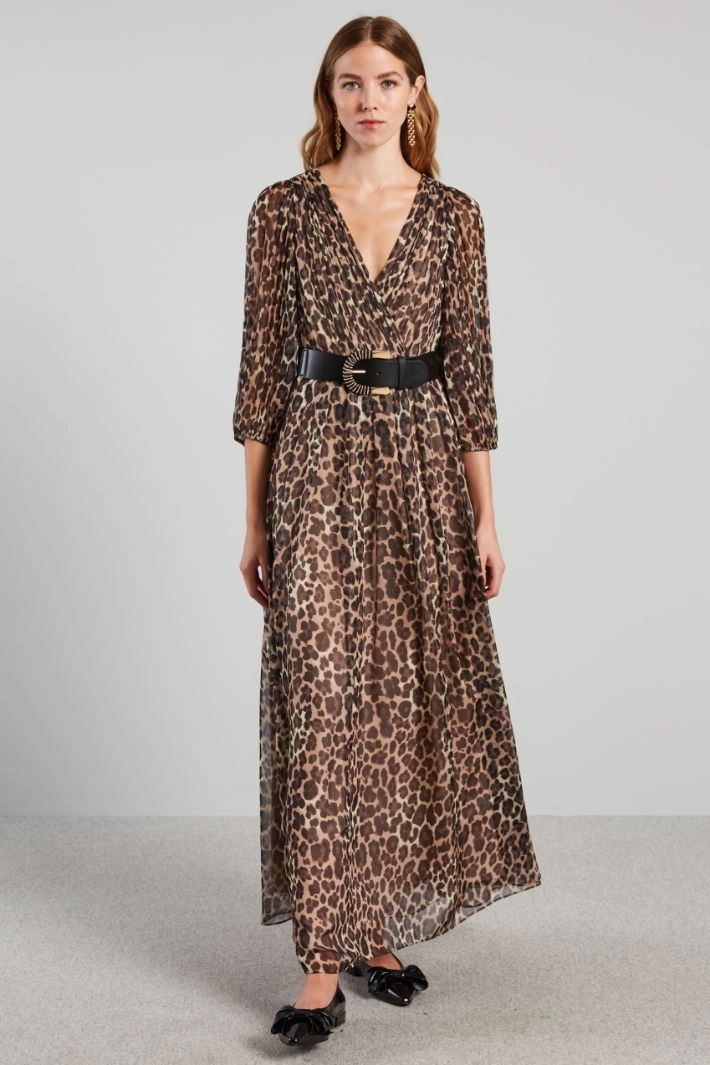 Long chiffon dress - BROWN BEIGE