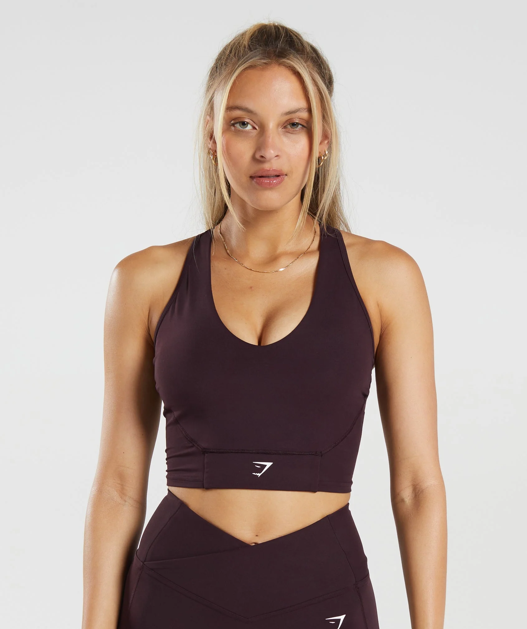 Crop Mesh Tank Plum Brown