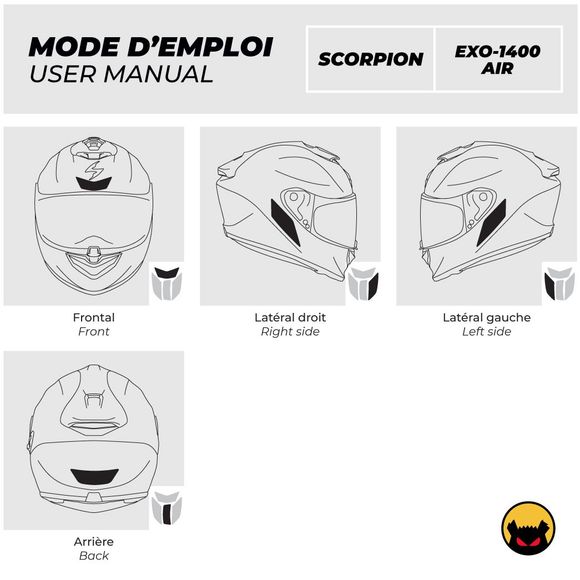 Reflective stickers fear the yellow bear replica SCORPION EXO 1400 air - whiteRef: FYB0014