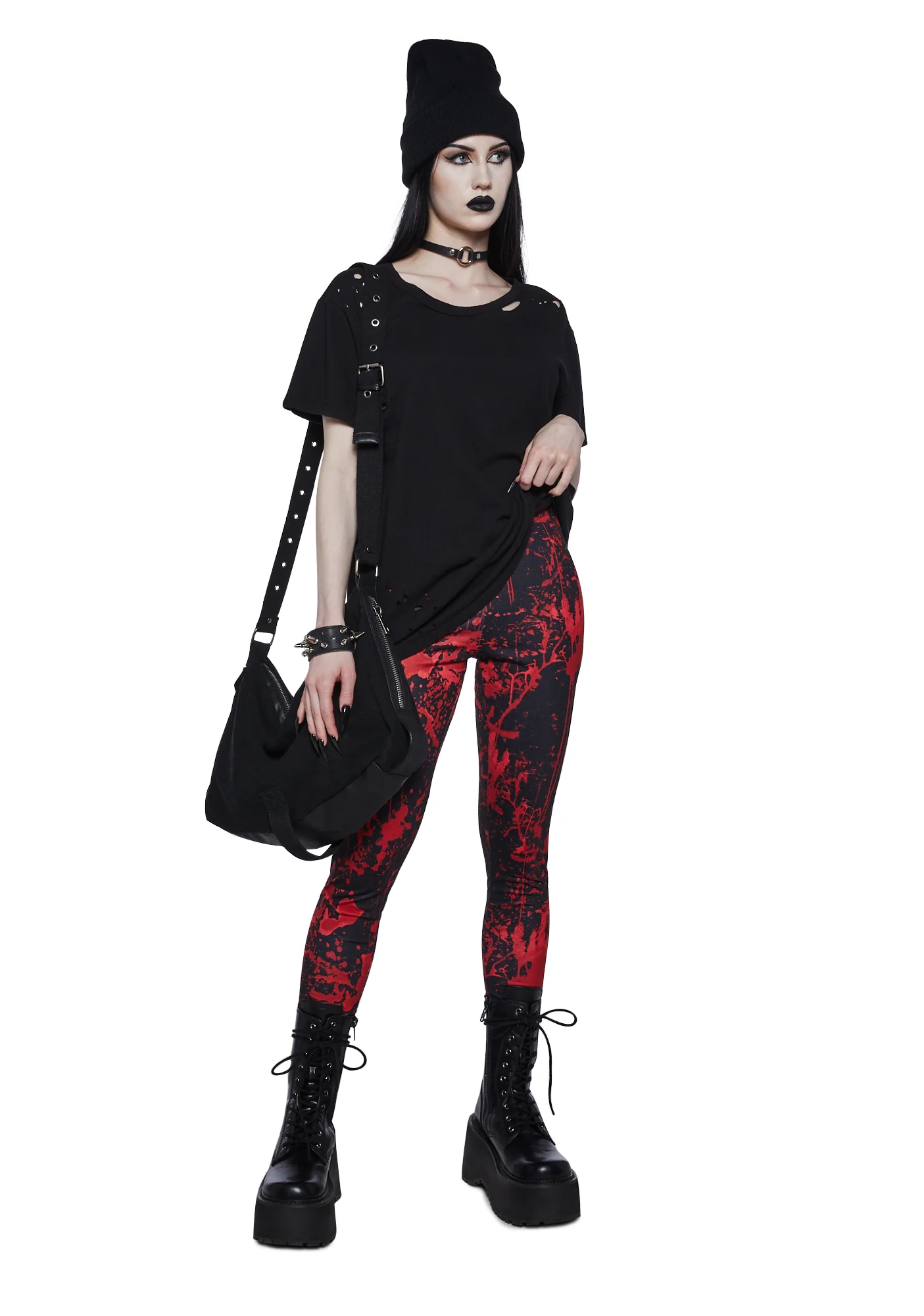 Scream Queen Printed Leggings - Black
